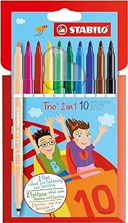 Stabilo Sketch Pen - Trio 2 in1 - Wallet of 10 (Assorted Colours)