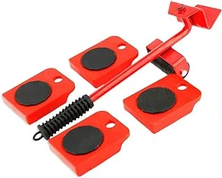 ECVV Furniture Lifter With 4 Pack Moving Sliders Heavy Roller Move Tools Max Up For 150Kg/330 Lb, 360 Degree Rotatable Pads Red, Lc-Lifter-09