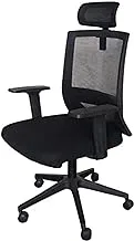 Mahmayi TJ HY-902 Ergonomic Mesh Chair Height Ajustable Swivel Chairs with Lumbar Support and Headrest- Modern, Comfortable, Durable, and Mobile for Productivity and Well-Being- Black