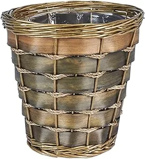 Household Essentials ML-2215 Small Decorative Wicker Waste Basket | Haven Willow and Poplar | Natural Dark Brown