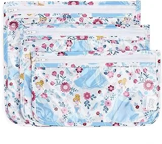 Bumkins TSA Approved Toiletry Bag, Disney Travel Quart Zip Pouch, PVC-Free, Vinyl-Free, Clear Sided, Set of 3 â€“ Cinderella , Count (Pack 1)