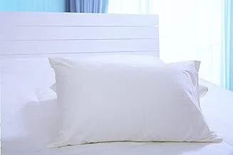 Hotel Linen Standard Pillowcase 2Pc Set , 100% Cotton 250Tc Dobby Box Sateen, Size: 50X75cm , White