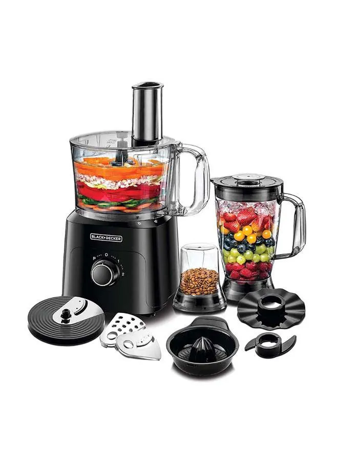 BLACK+DECKER Food Processor 34 Functions 5-in-1 (Blender + Grinder + Dough Maker + Whisker + Food Processor) 750 W FX775-B5 Black