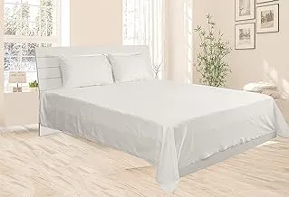 Hotel Linen King Bed Sheet 3Pcs Set , 100% Cotton 250Tc Dobby Box Sateen, Size: 260X280cm + 2Pc Pillowcase 50X75cm , White