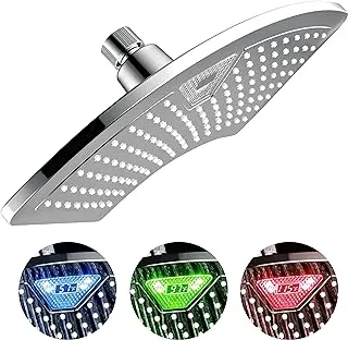 Dream Spa AquaFan 12 بوصة الكل كروم Rainfall-LED-Shower-Head مع LED متغير اللون / شاشة LCD لدرجة الحرارة