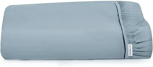 Cotton Home Super Soft Fitted 200x200+30cm / 79x79+12 Inches , Super King Size Supersoft Mattress Cover - Extra Soft - Easy Fit Highly Breathable Bedding & Linen Cover Mettalic Blue