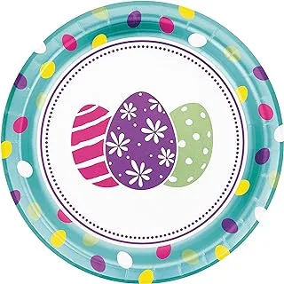 Creative Converting Foil Stamp Easter Eggs Dinner Plate 8 Pieces, 8.75-Inch Size