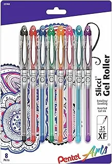 Pentel Arts Slicci 0.25 مم قلم جل رفيع للغاية ، أحبار متنوعة ، 8 عبوات (Bg202Bp8M)