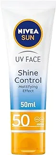 NIVEA SUN Face Cream, UV Shine Control, SPF 50, Tube 50ml