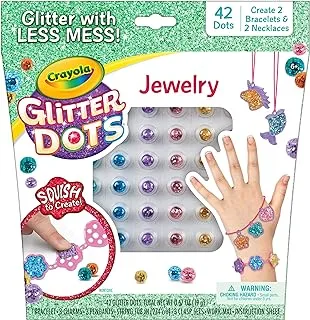 Crayola Glitter Dots Jewelry Making Kit, DIY Charm Bracelets & Necklaces, Gift for Girls and Boys, Ages 5, 6, 7, 8, Multi