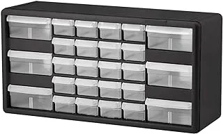 AKRO MILS OM 10726 26-Drawer Plastic Parts Storage Hardware And Craft Cabinet, 20-Inch By 10-1/4-Inch By 6-3/8-Inch, Black Gray