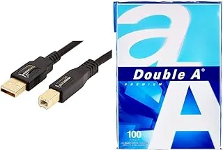 Amazon Basics USB 2.0 Printer Cable - A-Male to B-Male Cord - 10 Feet (3 Meters) & - Printer Copy Paper, Size A4, GSM 80, 100 Pages Ream