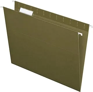 Pendaflex Hanging File Folders, Letter Size, Standard Green, 1/5-Cut Adjustable Tabs, 25 Per Box (81602), Green - 1/5 Tabs