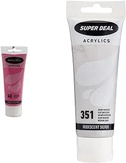 Super Deal Acrylic Color Paint Tube 75Ml Opaque Vivid Pink & Super Deal Acrylic Color Paint Tube 75Ml Iridescent Silver, Sd 4212-351