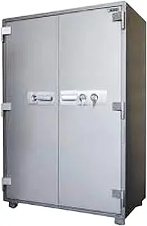 Mahmayi Secure Plus Fire Cupboard with 2 Key Locks - Secure Storage for Valuables, Documents- Multiple Shelves, and Drawers for Enhanced Organization and Protection (Grey) (Key + Key)