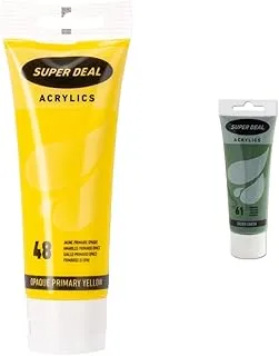 Super Deal Acrylic Color Paint Tube 75Ml Opaque Primary Yellow, Sd 4212-48 & Acrylic Color Paint Tube 75Ml Green Earth, Sd4212-61