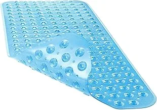 Mumoo Bear Extra Long Bath Mats, Shower Mats Mildew Resistant Non Slip Pebbled Bathtub Mats With Suction Cup For Bathroom, Machine Washable, 100X40Cm Blue