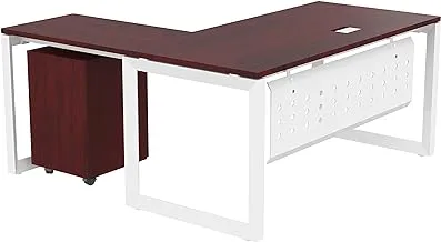 Mahmayi Vorm 136-14L Modern Workstation - Multi-Functional MDF Desk with Smart Cable Management, Secure & Robust - Ideal for Home and Office Use (With Mobile Drawer)(140cm, Apple Cherry)