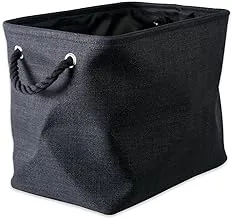 DII Collapsible Variegated Polyester Storage Bin, Medium, Black