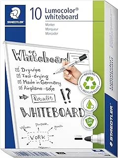 STAEDTLER 351-9 Lumocolor Whiteboard Marker With Bullet Tip - Black, Pack Of 10