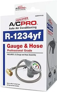 InterDynamics Certified AC Pro Car Air Conditioner R1234YF Refrigerant Gauge and Hose, Reusable AC Recharge Kit, 72 in