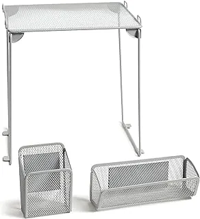 U Brands Gray Mesh Locker Organization Kit, Includes Magnetic Cup, Folding Shelf and Bin, 3 Pieces