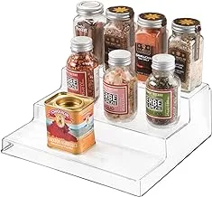 Idesign Linus Linus Plastic 3-Tier Spice Rack, Stadium Organizer Rack For Kitchen Pantry, Cabinet, Countertops, Bathroom, Desk, Clear