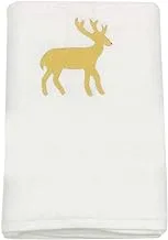 BYFT Embroidered For You (White) Luxury (Golden Reindeer) Personalized Bath Towel (70 x 140 Cm-Set of 1) 100% Cotton, Highly Absorbent and Quick dry, Classic Hotel and Spa Quality Bath Linen-600 Gsm