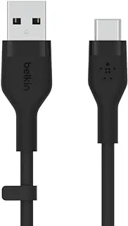 Belkin BoostCharge Flex silicone USB C charger cable, USB-IF certified USB type A to USB type C charging cable for iPhone 15, Samsung Galaxy S24, S23, iPad, MacBook, Note, Pixel and more - 3m, black