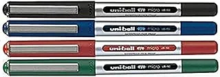 Uni-Ball UB-150 Eye Micro Liquid Ink Rollerball Pen 4-Pack, 0.5 mm Tip Size, Black/Blue/Green/Red