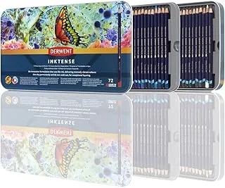 Derwent Coloured Pencils, Inktense Ink Pencils, Drawing, Art, Metal Tin, 72 Count (2301843)