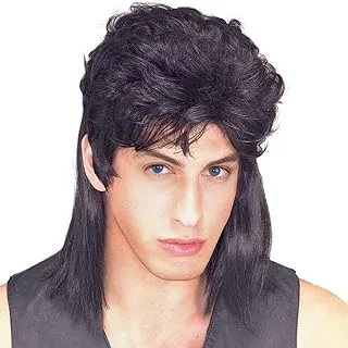 Rubie's Costume Humor Black Mullet Shoulder Length Wig, black