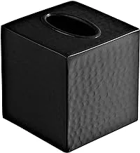 Monarch Abode Tissue Box Cover, Hand Hammered, Metal, Square Tissue Box Holder, Black