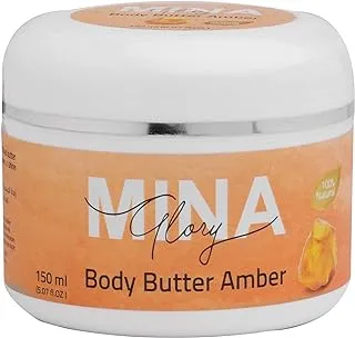 Mina Glory Amber Scented Body Butter. sesame oil, shea butter, beeswax infused, Organic Coconut and Argan Oil,Skin Softening, For All Skin Types, Natural Essential Oils, 150ml