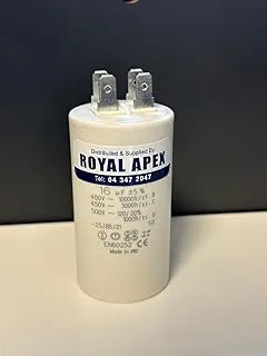 Royal Apex 2 Pin PVC Round Capacitor for Motor Compressor etc | CE EN60252 (2 PIN 16MFD (16µF))