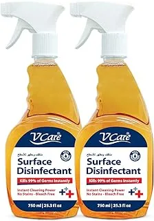 Vcare Surface Disinfectant Trigger Spray Kills 99% Of The Germs Leaving No Stains Bleach Free 750Ml (Pack Of 2)