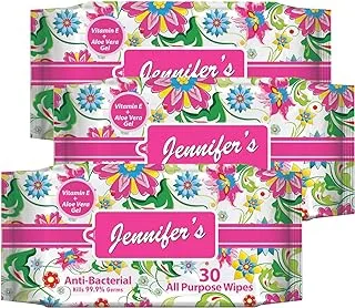 Jennifer'S Floral Anti Bacterial Wipes, 3 X 30S