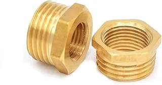 Royal Apex Pack of 2 Brass Reducer BSP Male Thread to BSP Female Thread Reducing Bush Hex Reducer Bushing Hose Pipe Fitting Connector Adapter (1''X1/2'')