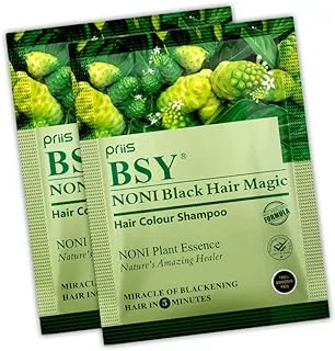 BSY Noni black hair magic shampoo | Noni hair colour | Noni hair dye | Hair dye | Hair dye shampoo | shampoo based hair color | 5 Mins hair color | Ammonia-free hair color | shampoo | (20mlX20)