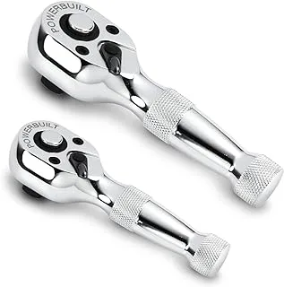 Powerbuilt 640927 1/4-Inch And 3/8-Inch Stubby Ratchet Set, 2-Piece,Silver