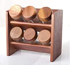 Billi 6 Pcs Spice Bottles With Wooden Rack Aca 216/6Wl, Brown