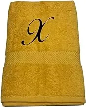 BYFT Embroidered For You 70x140 cm Bath Towel (Yellow, Letter X)