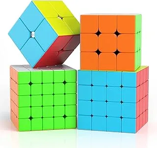 Mumoo Bear MoYu Cube Set, 2x2 3x3 4x4 5x5 Stickerless Bright Magic Cube Smooth Puzzles Cube Set with Gift Packing