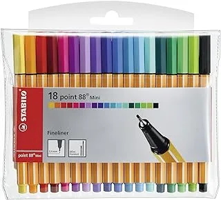 Fineliner Pen - STABILO point 88 Mini - Wallet of 5 Neon (Assorted Colours)