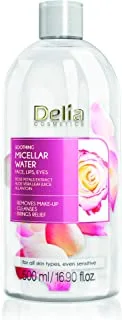 Delia Cosmetics - Soothing Micellar Water - Facial Cleanser With Rose Petal Extract & Allantoin - Clean, Soft, Fresh & Calm Face Skin - For Dry, Dehydrated Skin - 500Ml, Transparent