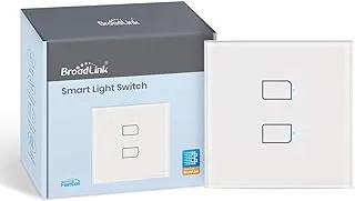 Broadlink TC3 UK Standard Smart Light Switch التحكم الذكي في المنزل واي فاي مفتاح الجدار ، لا محايد ， يعمل مع Alexa Google Home IFTTT (2 Gang ، TC3)