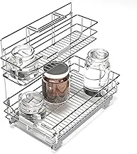 Home Zone Living Pull Out Under Sink Organizer with Two Tiers of Storage, 11.6” W x 20” D