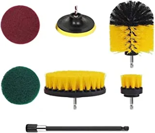 Sulfar 7 Piece Drill Brush Attachments Set, Scrub Pads & Sponge, Power Scrubber Brush with Extend Long Attachment All Purpose Clean for Grout, Tiles, Sinks, Bathtub, Bathroom, Kitchen