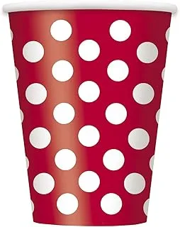 Unique Polka Dot Cup 6-Pieces, 340 Ml Capacity, Ruby Red