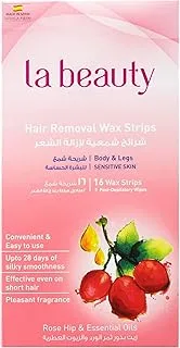 La Beauty Hair Removal Strips Sensitive Skin | Enriched With Natural Extracts Of Rose Hip and Essential Oil | 16 Strips + 2 Finishing Wipes